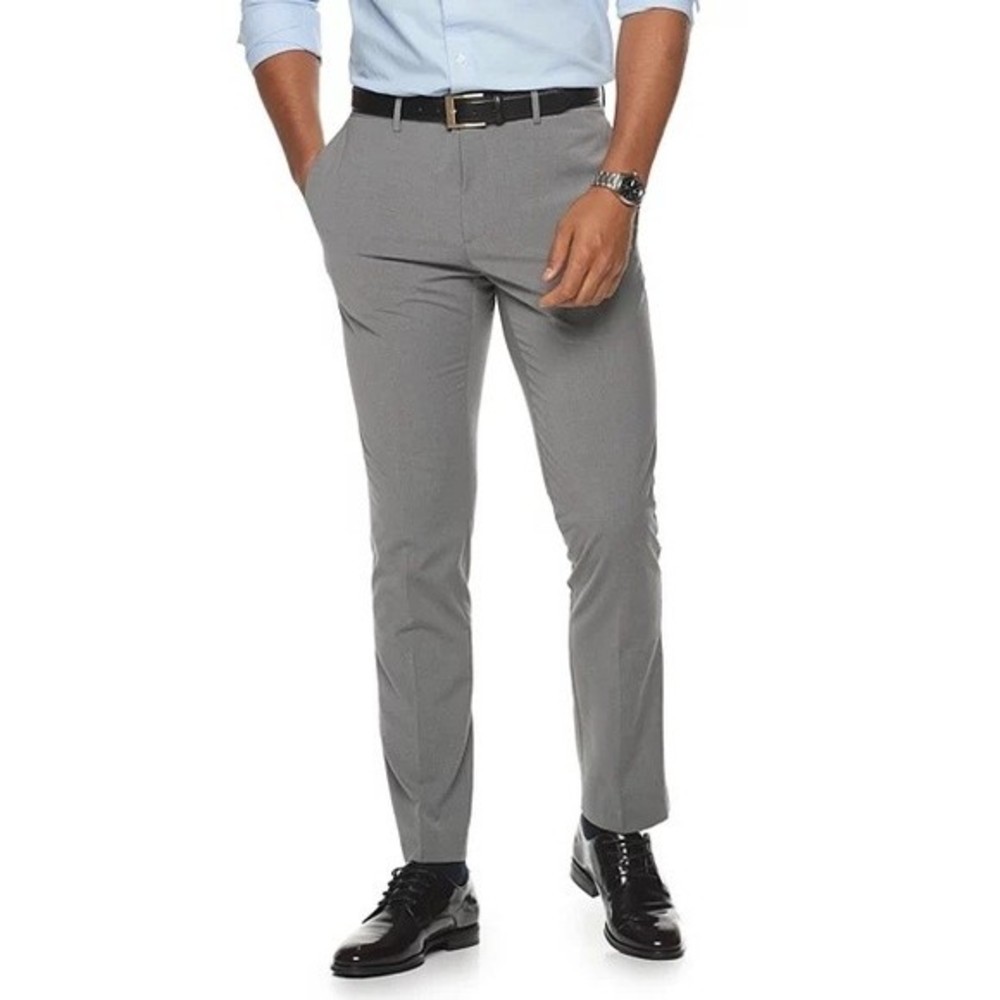 Apt.9 Men’s Extra-Slim Fit Stretch Waist Grey Dress Pants